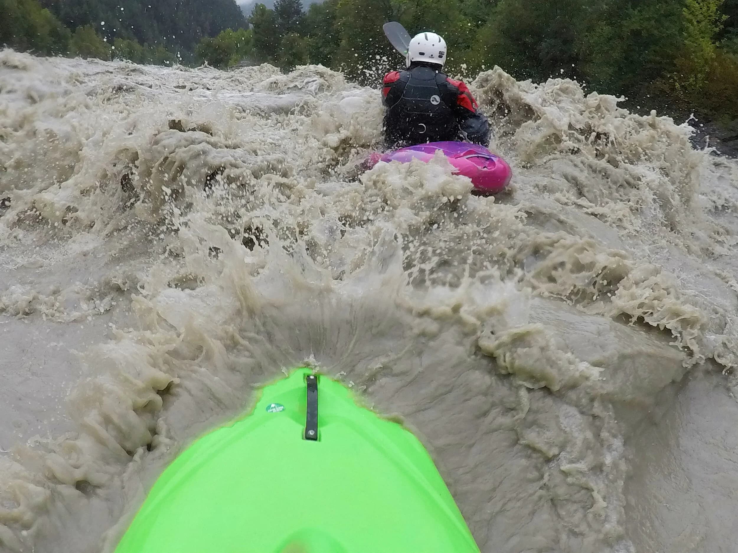 Alpine kayaking on the Inn River in Tirol, Austria